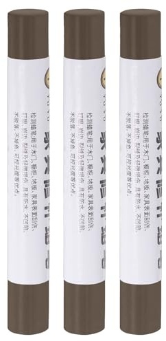 QUARKZMAN Wood Filler Sticks, 3 Stück - Möbelmarker zum Auffrischen, Wachsstifte zur Holzreparatur für Kratzer Löcher Tische Schreibtische Holzböden Abdeckungen, Dunkelbraun