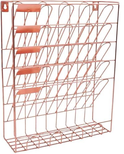 ZFIHAV Väggfilhållare väggmonterad förvaringsställ fem våningar metall vägghållare tidningskorg papper organiserare tidningsställ display (roséguld)