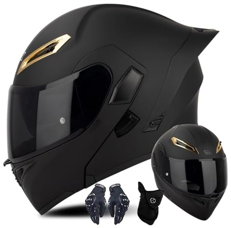 Casque de Moto modulaire Rabattable for Hommes et Femmes, Casque de Moto intégral léger avec Double Pare-Soleil, système de Ventilation, certifié Dot/ECE(L,L(59~60cm))