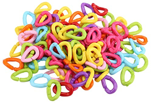 UPALDHOU 100Pcs Plastic Bird C Clips Hooks Chain Links DIY Toys Mix Color Safe Durable Hanging Foot Toys for Pets