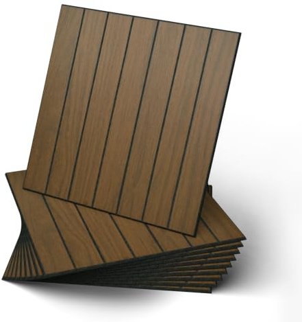 WADILE Peel and Stick Wood Slat Wall Panels 12x12 (30×30cm) Decorative PVC Wall Panels Soundproof Self-Adhesive for Living Room Bedroom – 10 Pack Dark Brown
