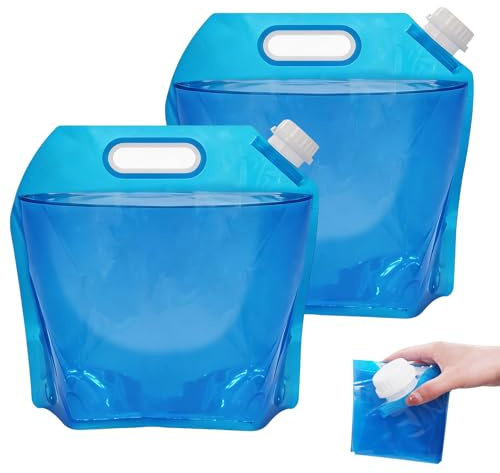 Hlimind Wassersäcke Faltbare 10L (2 Stück) tragbarer Wasserbehälter mit dichtem Deckel, wiederverwendbarer Camping Trinkwassertank für Wandern, Grillen, Picknick, Reisen