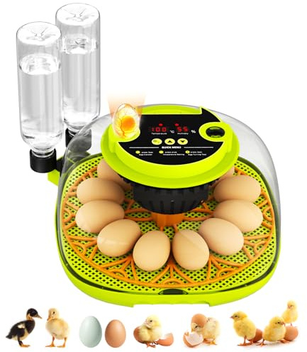 Gaethra Brutautomat Vollautomatisch 12 Eier, Inkubator Hühner mit Automatische Eierdrehung, Temperatur und Feuchtigkeitskontrolle Geeignet zum Ausbrüten von Hühner, Enten, Gänse, Wachtel