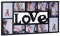 Relaxdays Cadre photos pêle-mêle 10 photos Galerie mur cadre mural LOVE plastique HxlxP: 36,5 x 72 x 2 cm, noir
