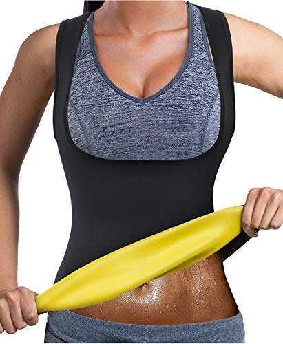 Bingrong Frauen Fitness figurformend Unterbrust Bauchweg Schwitzeffekt,Schwarz, 3XL