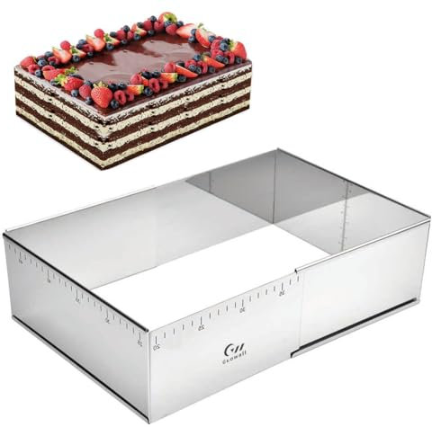 Guowall Backrahmen rechteckig verstellbar, Edelstahl Backform zum Backen und Dekorieren, Verstellbare Größe