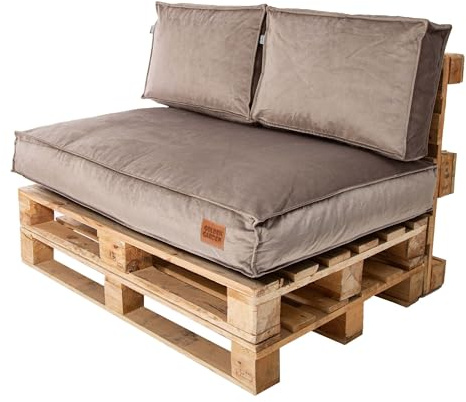 GoldenGroup Gartenset Kissen für Palettenmöbel Cappuccino - Polsterstoff - Langlebiges und Wasserdichtes Material - Sitzkissen 120cm x 65cm x 15cm, Rückenkissen (2X) 60cm x 40cm x 10cm
