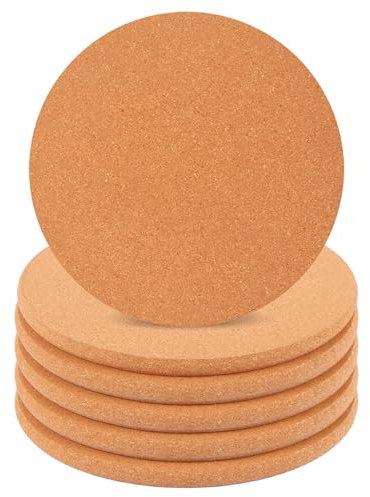 LDHHYH Lot de 6 Dessous de Plat en Liège Rond 19cm, Épaisseur 10mm, sous Plat en Liège Naturel pour Plats Chauds et Casseroles, Protection de Table Durable et Isolante