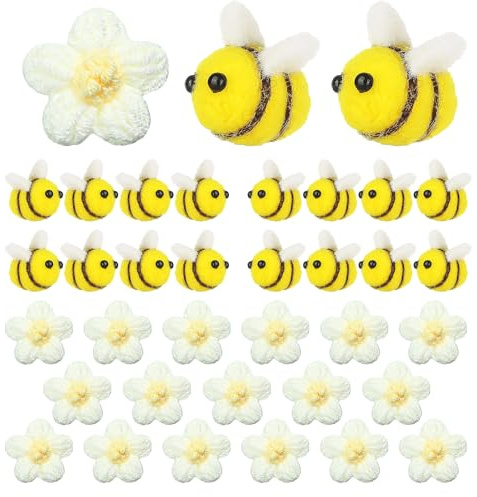 36 Pezzi Api Api Decorative Api Peluche Decorazione Ape in Feltro di Lana Feltro Ape Artigianato Fiori di Peluche Bianco a Maglia per Decorazione Artigianale Fai da te Accessori per l'Abbigliamento