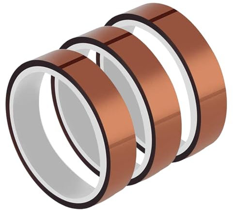 hifrom Hitzebeständiges Klebeband für Hohe Temperaturen, 3D Drucker Hitzebeständiges Tape Klebeband 3 Rollen Polyimid Elektronik Isolierband, Sublimation und isolierenden Leiterplatten, 33m (20mm)