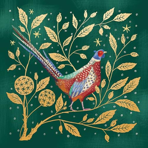 Marie Curie Charity Golden Pheasant Christmas Cards Pack of 10 With Envelopes