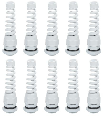 QUARKZMAN 10pz Passacavo Impermeabile, M16 Spirale in Nylon Corda Pigtail Set Pressacavo Elettrico per 4-8mm Fissaggio Cavi con Filettatura Metallico, Bianco