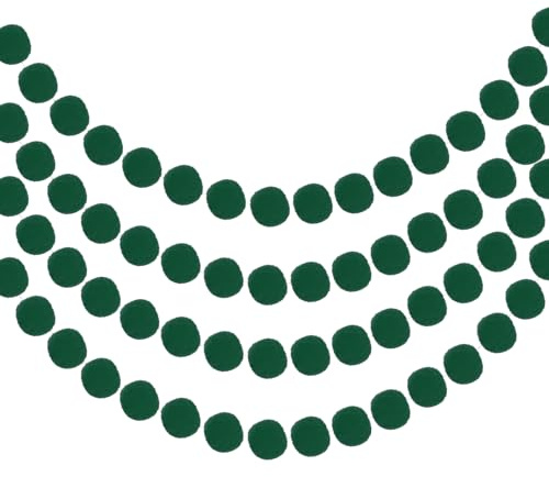 PATIKIL 4 STK. Pom Pom Girlande, 8,2 Fuß Dekorative Hängende Girlande Ball Banner mit 30 STK. Filzkugeln für Halloween Thanksgiving Weihnachten Hochzeit, Dunkelgrün
