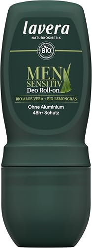 lavera Men Sensitiv Desodorante Roll-On – 48 h de protección – sin aluminio – fiable en deportes – vegano – cosmética natural – 50 ml