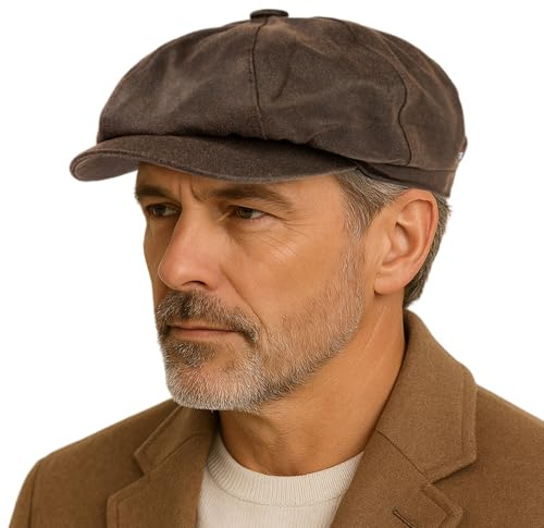 TOP-EX L/XL Men's Waterproof Newsboy Flat Cap - Stylish Peaked and Baker Boy Hat for Golf, Fishing, and Outdoor Activities, Gatsby Duckbill Cap for Shooting, Walking, and Hunting Coffee Brown