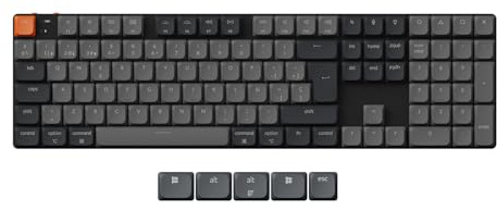 Keychron K5 QMK Teclado Mecánico Inalámbrico Ultradelgado, 104 Teclas Interruptores Rojos, Retroiluminación LED Blanca, Recargable, Bluetooth, para Mac/Windows/Linux, ES Layout - Versión 2