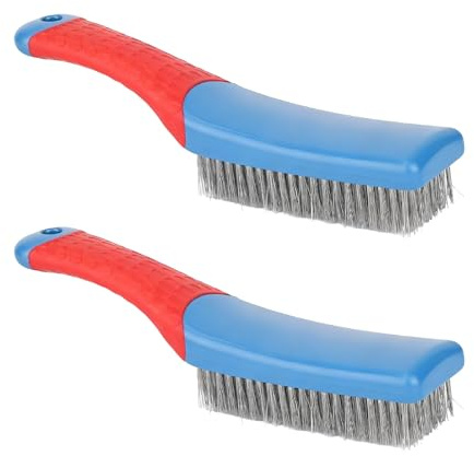 Wire Brush Set - Homiladi 2 Pcs Stainless Steel Reinforced Cleaning Brush with Handle | Dutywire Brushes for Cleaning | Effective Scrubbing Brush with Handle for BBQ Grill, Kitchen, Industrial Rust