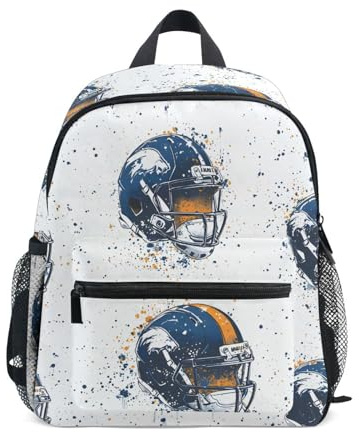 Mnsruu Kids Toddler Backpack American Football Helmet, Preschool Kindergarten Bookbag Nursery Travel Bag for Boys Girls