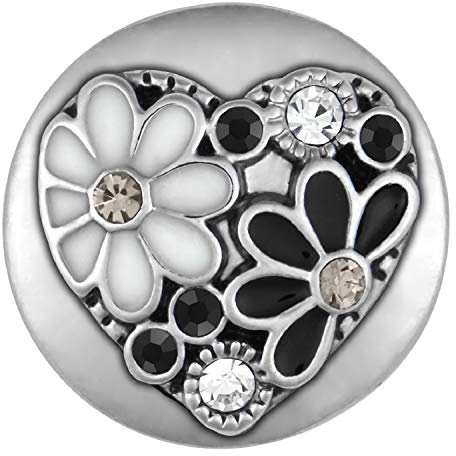 Ginger Snaps Black/White Young Love Charm Accessory | Interchangeable Snap Jewelry | Button Charms for Necklaces | Standard size | SN01-38
