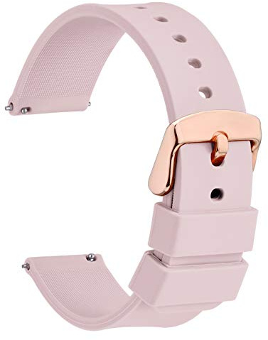 WOCCI Silikon Uhrenarmband mit Rose Gold Schnalle, Schnellverschluss, Armband 14mm 18mm 20mm 22mm