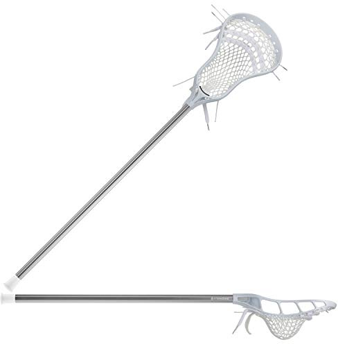 StringKing Boy's Starter Junior - Youth Lacrosse Complete Stick with Shorter 28 Shaft for 10U (White/Silver)