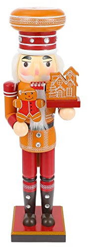 NUOBESTY Wooden Christmas Nutcracker Soldier Decorations Nutcracker Gingerbread Man Figures Desktop Ornament for Xmas Holiday Supplies 35X10X8CM Assorted Color