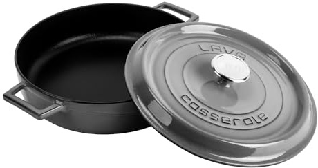 Lava Metal Premium Range - Pentole multiuso in ghisa, rotonda, 28 cm, colore: grigio maiolico