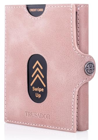 TRUSADOR Slim Wallet Valencia I 8 Karten Mini Geldbörse Herren klein mit RFID Schutz I Damen & Herren Portemonnaie I Credit Card Holder Geldbeutel – Münzfach, Pink