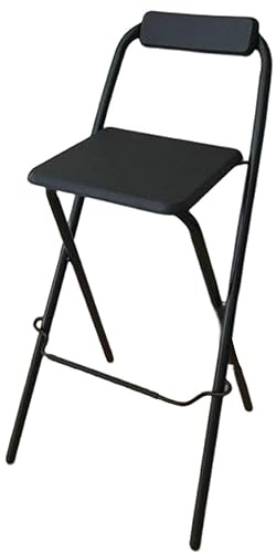 Sgabello da Bar in Legno per Colazione Pieghevole con Poggiapiedi per Cucina, Pieghevole Sedia Alto Sgabello da Pranzo a Controstazione, Seduta Casa Pieghevole con Schienale (Color : Zwart, Size : 7