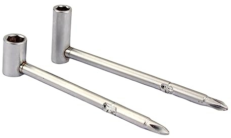 2 Stück Gitarren Halsstabschlüssel 7mm aus Metall, L-design R88 | Standard Innensechskant, Silber, für Gitarrenkopf Stimmwirbel, Reparatur und Einstellung