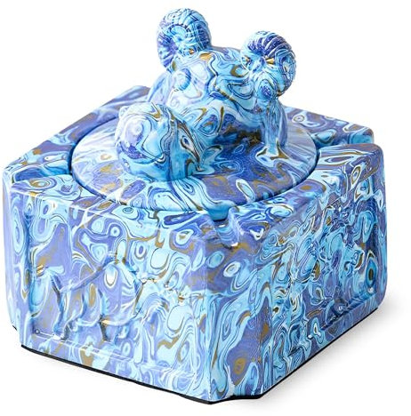 TYMYYS Aschenbecher Mit Deckel Groß, Windaschenbecher Für Draußen, Aschenbecher Keramik, Windaschenbecher Keramik, Aschenbecher Geruchsdicht-blau-11.5x11.5x11.5cm, FK2BCF222FF922I