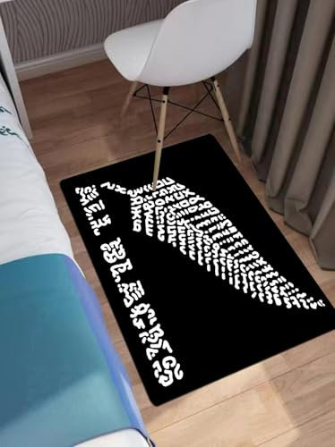OHAGS nicht rutsches Badezimmermatten maschinenwaschbar, Ultra-weich und Wasser saugfähiger Badenteppich für Badezimmer,Weißer Farn auf schwarzem Hintergrund,40x60 cm