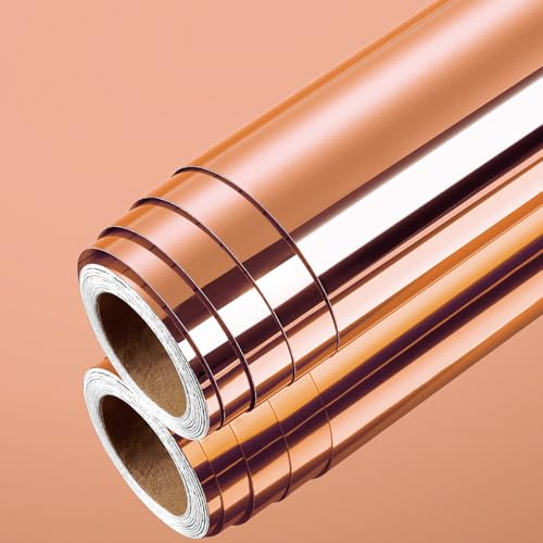 LaCheery Specchio Adesivo Carta Adesiva per Mobili Rosa Lucida Armadio 40cm x 200cm Pellicola Specchio Adesiva per Mobili Vinile Rotolo Adesivo Rosa DIY Decorazione per Cucina Pareti Confezione Regalo
