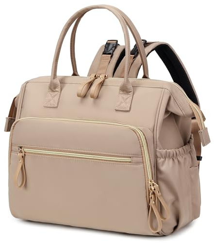 LORADI Large Diaper Bag Tote, 14 Pockets Stylish Baby Bag with Stroller Clips and 3 Insulated Pockets, Baby Shower Essentials(Mocha Mousse, Large)