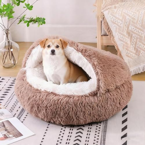 SHJOEE Flauschig Hundebett Muschelform 70cm Katzenbett Warm Tierbett Haustierbett Waschbar Hundesofa Katzensofa Plüsch Hundekorb Katzenkorb Weiche Kuschelbett für Den Schlaf im Innenbereich