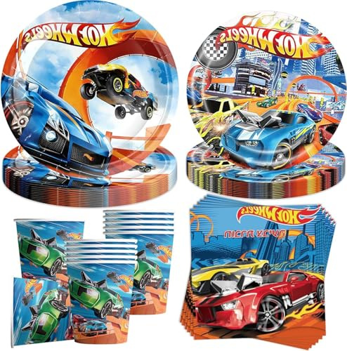 50 Stück Partygeschirr Set,Kindergeburtstag Geschirr Set,Partygeschirr Geburtstag,Geburtstag Deko,Deko Partyzubehör Pappteller Set Mit Teller Becher Servietten,Party Geschirr für 10 Gäste