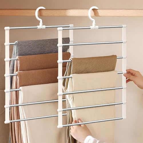 Grucce per pantaloni, 2 grucce per pantaloni, grucce pieghevoli, per risparmiare spazio nell'armadio, per appendere pantaloni, jeans, sciarpe, lenzuola, asciugamani e cravatte