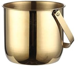 Bar Bar Stainless Steel Ice Bucket with Handle Metal Cooler & Drink Tub Holds Champagne(Gold)