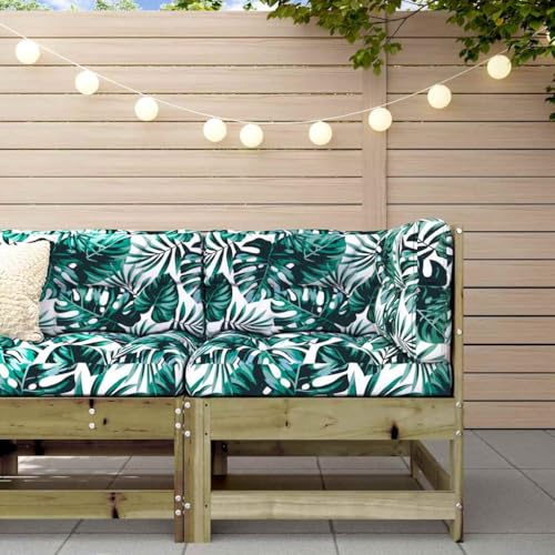 LoogCape Ecksofa Kiefernholz Imprägniert, Gartenmöbel Set mit Kissen, Outdoor Sofa für Terrasse, Balkon, Modulares Design, Robust, 62x62x70.5 cm