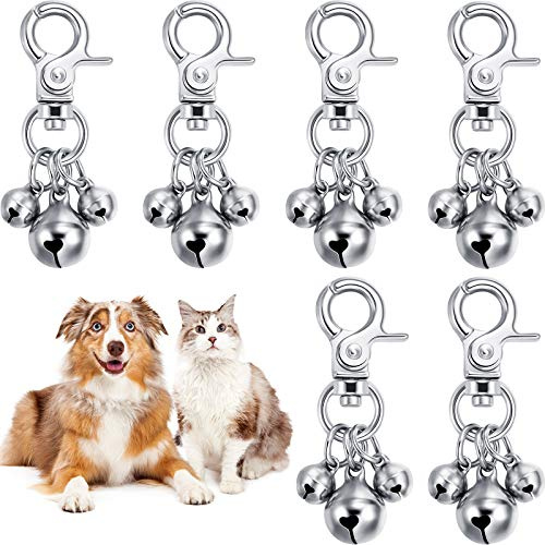 6 Stücke Haustier Glocken für Halsbänder Laute Hundeglocken Schlüsselringe Hundeglocken Halsband Charm Hund Verdreifach Glocke Anhänger für Hunde Katze Halskette Halsband Dekor