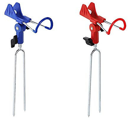 Zhioudz 2 Stück Angelrutenhalter Rutenablage Halterung Edelstahl, Edelstahl 360° verstellbar Rutenablage Halterung zum Angeln, Rutenhalter zum Uferangeln, Strandangeln, Flussangeln