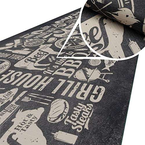 ANRO Küchenteppich Küchenläufer Teppich Läufer Küche waschbar rutschfest Grill House Abwaschbar 200 x 52cm