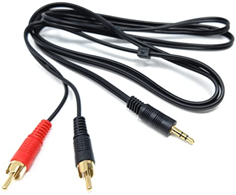 DRUT 1.5m 3.5mm to Twin RCA Stereo Aux Phono Audio Cable Mini Jack Lead | Gold-plated contacts. No drivers needed, plug & play. Great for Hi-Fi systems, laptops, phones, mixers, and stereo...