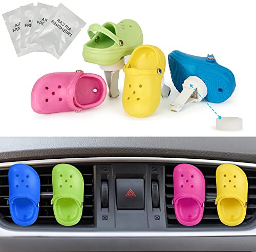 4 Pack Cute Shoe Car Air Freshener Vent Clips with 4PCS Refills Solid Fragrance Replacement Pads Cars Perfume Clip Car Interior Decor Accessories for Men/Women,Best Gife for Friend