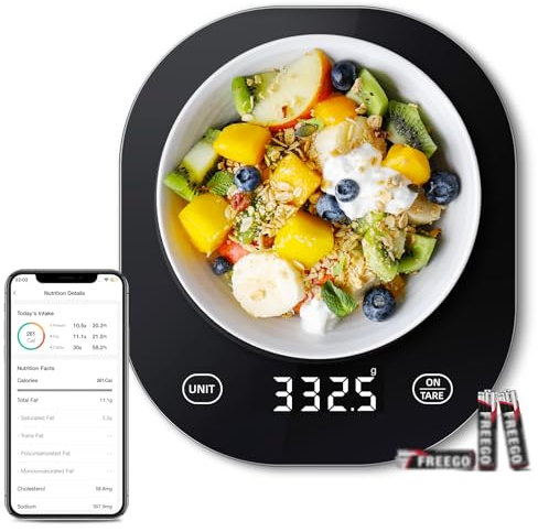 Smart Kitchen Food Scales Digital (Batteries included), arboleaf 22lb Food Weight Scales with APP, Nutritional Calculator, Tare Function for Baking & Cooking, LED Display, Grams & Ounces 0.1oz/0.5g