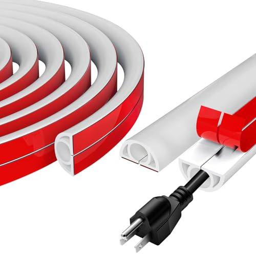 1M Mini Canales de Cable Semicirculares, 15×10mm, Cinta Autoadhesiva para Conducto de Cables Fácil de Instalar, Cubierta de Cable Flexible para Cables en el Suelo de la Pared, Blanco