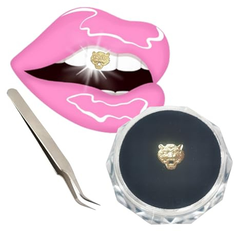 Gold Tooth gems 8K Gold Teeth Jewelry Tiger Shape Tooth gem Supplies Teeth Grillz Jewelry Decorations