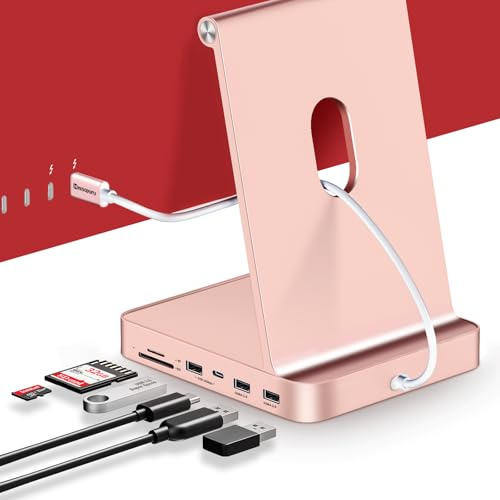 Minisopuru Hub USB C pour iMac 24 Pouces 2021/2023/2024, Hub USB i Mac avec M.2 NVMe SSD, Accessoires i-Mac pour iMac M1/M3/M4, Adaptateur USB iMac avec 10 Gbit/s, SD/TF, SSD M.2 (Non Inclus), Rose