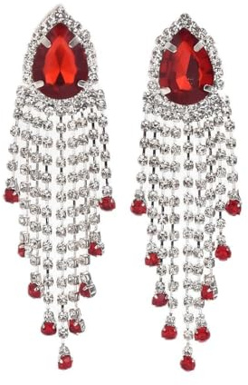 FFWTPY Boucles D'oreilles Goutte Cascade Cristaux Brillants Strass Longues Pendantes Élégantes Bijoux Luxueux