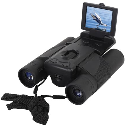 Binocoli 10x25, Binocoli della Fotocamera Digitale Foto 48 MP Registrazione Video 2.5k, Display 2in, Scheda Memoria Integrata, Ingrandimento 8x per Birdwatching, Calcio, Concerti